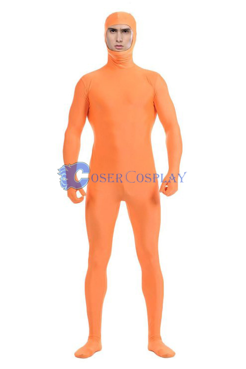 Open Face Lycra Spandex Zentai Orange Men